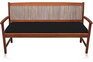 Moon Night Outdoor Comfortable Garden Bench Cushion Waterproof Fabric 2, 3 & 4 Seater Bench Pad (Black, 2 Seater)