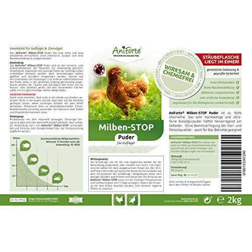 AniForte® Milben-Stop Puder 2 kg inkl. Puderflasche – Naturprodukt für Hühner - 2