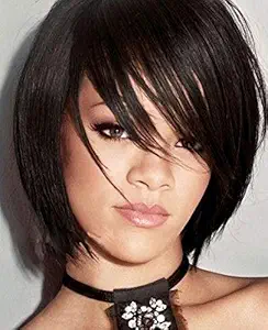 Confidence Human Hair Fringe For Women Front Hair Pieces Clip Fringe Hair Extensions For Girls (Black)