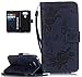 Produktbild Roreikes LG G5 Hülle, LG G5 Case, Muster PU Leder Handyhülle Flip Wallet Cover Blume Schmetterling Pattern Hülle Bookstyle Tasche mit Strap Portable Carrying Schutz Cases Etui Lederhülle Handytasche mit Magnetic Closure Stand ID Card Slots Pouch Soft Silikon für LG G5 (Marineblau)