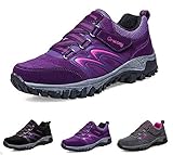 Tracción -- La suela de goma de este par de zapatos de senderismo para mujer le proporciona un gran agarre y tracción, proporciona la mejor combinación de adherencia y durabilidad en superficies resbaladizas, húmedas y diferentes terrenos, zapatos ligeros pero resistentes.