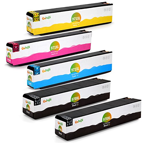 Gohepi 970XL/971XL Kompatibel für Druckerpatronen HP 970XL 971XL, 2 Schwarz/Blau/Rot/Gelb 5er-Pack Arbeiten mit HP Officejet Pro X576dw X451dw X476dw X551dw X451dn X476dn Patronen