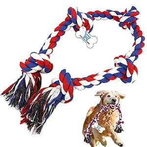 The DDS Store Large Dog Rope Toys for Aggressive Chewers Dog Rope Pet Tug Toy Cotton Rope Dog Chew Toys for Large Dogs Tug of War Toy Strong Chewing Teething Training Interactive Dog Rope Toy MixColor