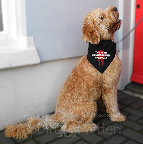 Spoilt-Rotten-Pets-Designer-Dog-Bandana-Size-Walking-Dead-Zombie-Dog--THIS-IS-MY-ZOMBIE-KILLING-BANDANA-Four-Adjustable-Sizes-Available-From-A-Tiny-Chihuahua-to-An-Extra-Large-St-Bernard