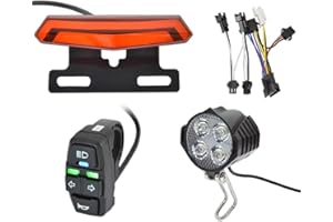 Starnearby Set di Luci Bicicletta 24V-48V Faro e Clacson per Bici Elettrica Fanale Posteriore per Bici Elettrica con Indicatori di Direzione e Luce Freno, Luce Anteriore e Posteriore per E-Bike