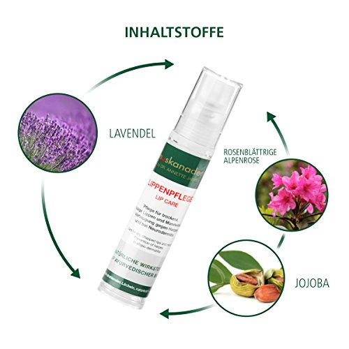 Premium Lippenpflege gegen trockene Lippen von Muskanadent | Lippenbalsam mit Jojoba-Öl, Shea-Butter, Lavendel, Zimt, Pfefferminz für Frauen, Männer & Kinder | Vegan | Hilft bei Neurodermitis | 10 ml - 2