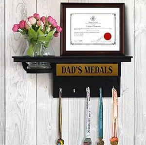 TIED RIBBONS Medal and Trophy Display Stand with Flower and Vase for Home Wall Decoration
