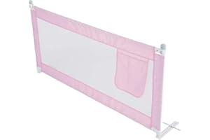 Dhouse Bed Guard 180x80CM Bed Rail Foldable and Adjustable Bed Rail for Protecting Your Children Toddler Bed Guard Adjustable Height Anti-Fall Bed Guard(Pink)