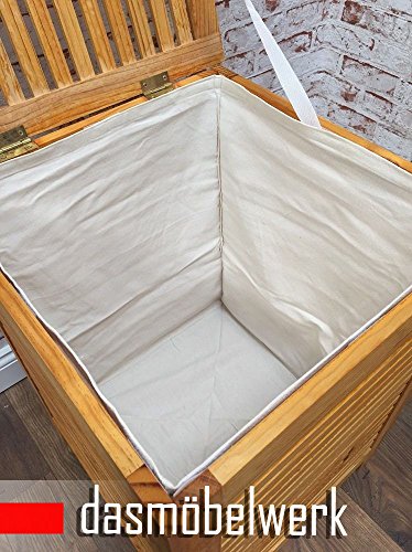 Großer Wäschekorb Wäschebox aus Holz mit Baumwollsack 46 x 46 x 60 cm - 2