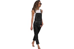 SEMEN Womens Casual Washed Distressed Denim Dungarees Long Pants Regular Fit Jeans Bib Overalls Classic Jumpsuit Trousers with Pockets