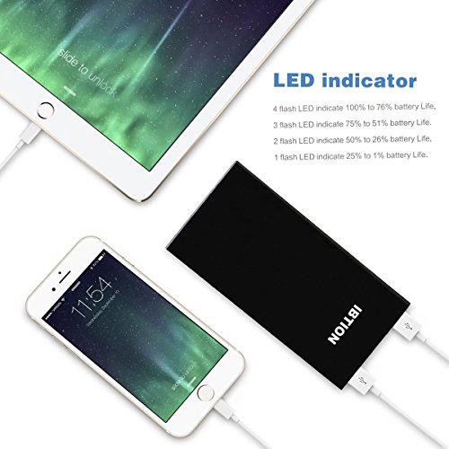 IBTION Powerbank 10000mAh Caricabatterie Portatile Ultra Compatta Batterie Esterne per Huawei, Samsung, iPhone e Altri Smartphone (Nero)