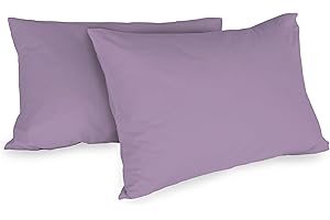Zer0bed, Coppia Di Federe In Cotone 52x80 CM, Lilla, Set Di 2, Tinta Unita, 100 Percento Cotone, Cusino Letto, Chiusura A Busta