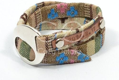 personalized ethnic bracelet, engraved leather bracelet, multicolor ethnic fabric bracelet, name bracelet, gifts for teens, wrap bracelet, FREE SHIPPING