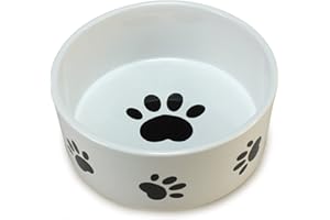 Arquivet Comedero, Bebedero de cerámica para Perro o Gato Estilo Huellas - Recipiente Comida para Mascotas - Plato alimentador de cerámico para Perros y Gatos - Cuenco para Perros y Gatos - 19 cm