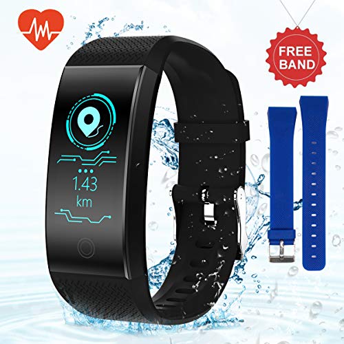 El Mejor Pulsera de Actividad Inteligente - GLAMSVILL Pulsera Actividad Reloj Inteligente Con Monitor de Presión Arterial y Frecuencia Cardíaca, Contador de Calorías, Podómetro, Monitor de Sueño, con Sistema de Notificaciones, Para Dispositivos Android y Ios, de Color Negro