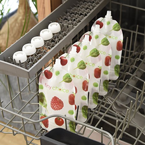 Original tiny choice Quetschies 5er Pack – wiederverwendbare Quetschbeutel zum selber befüllen – 150 ml – BPA-frei – leicht zu reinigen – auslaufsicher – für Bio Babybrei, Joghurt, Smoothies, Obstmus – ideal für Beikoststart – Snacks für unterwegs – für Babys, Kleinkinder und Kinder geeignet - 7