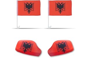 ‎SONIA ORIGINELLI Sonia Originelli Fanset Fanartikel Fahnen für das Auto Spiegelfahnen Fensterfahnen WM EM, Farbe: Albanien