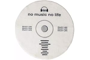 Wokii CD-Disc-Bodenmatte, Musikaufzeichnung, schwarzer runder Teppich, kreativer CD-förmiger Teppich, runder Teppich, rutschfeste Bodenmatte, Teppich für Schlafzimmer, Wohnzimmer, Heimdekoration
