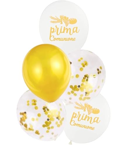 Palloncino Mylar Prima Comunione - Calice Con Fiore, Ø45cm, Bianco/Oro/Verde, Per Addobbi Feste - Foto 4
