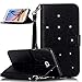 Produktbild Samsung Galaxy S6 Edge Plus (2015) Hülle ,Leder PU Lederhülle Flip Hülle Case Bookstyle Cover Schale Stand Ständer Etui Karten Slot Schutzhülle Tasche Wallet Case Leder Blume Sonne Wallet Tasche Brieftasche Schutzhülle Schmetterling Muster Pour Samsung Galaxy S6 Edge Plus (2015) 5.7-Zoll [Schwarz Feder,Schwarz Hintergrund]