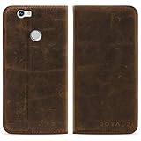 ROYALZ Schutzhülle für Huawei Nova Hülle Leder Book Case Tasche Cover Vintage Etui Schutztasche Lederhülle Standfunktion mit unsichtbaren Magnet, Farbe:Braun - 