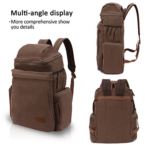 FANDARE Retro Laptop Notebook Geeignet für bis zu 16 Zoll Damen Herren Schulrucksack für die Schule Rucksack Wanderrucksack Daypack Leinwand - 3
