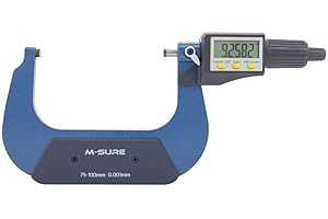 M-SURE MS-110-100 Digital External Micrometer 100mm (4 inch) MS-110 Series Large LCD Display Gauge Caliper Outside Measuring Metric Imperial