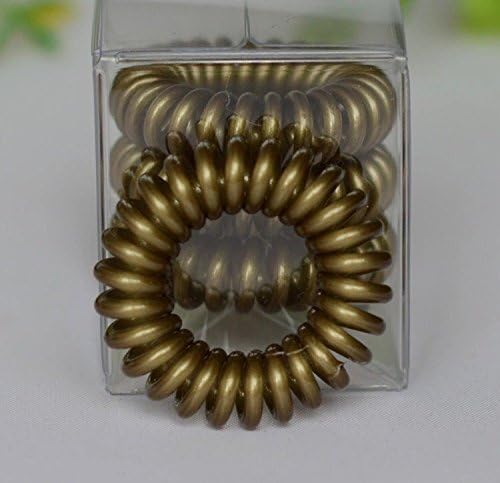 4pk Spiral hair band stretchy hair ring elastic hair bands plastic hair bobbles hair ties 4pcs in box (bronze)