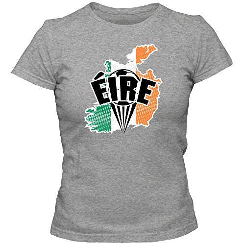 Irland WM 2018#1 T-Shirt | Éire | Fußball | Damen | The Boys in Green | Trikot | Nationalmannschaft, Farbe:Graumeliert (Grey Melange L191);Größe:S