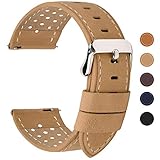 Fullmosa 6 Farben für Uhrenarmband mit Schnellverschluss, Breeze Serie Leder Ersatzband geeignet für Armbanduhr Herren&Damen,24mm Khaki