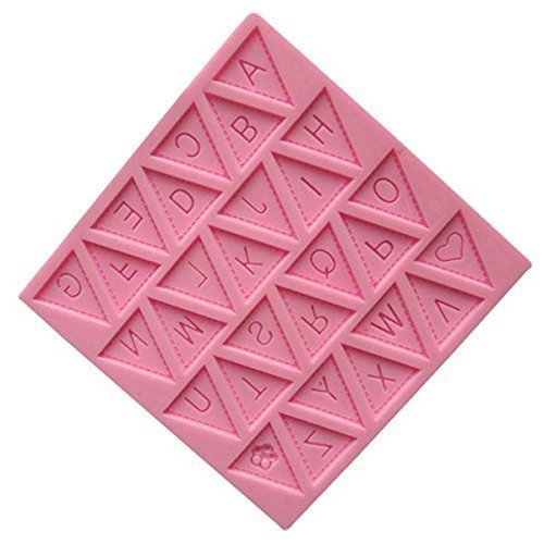 Vivin Brief Flagge Bunting Silikon Dekorieren Schokoladen-Kuchen-Form-Fondant-Backen – Rosa 4 „x 4“ - 2