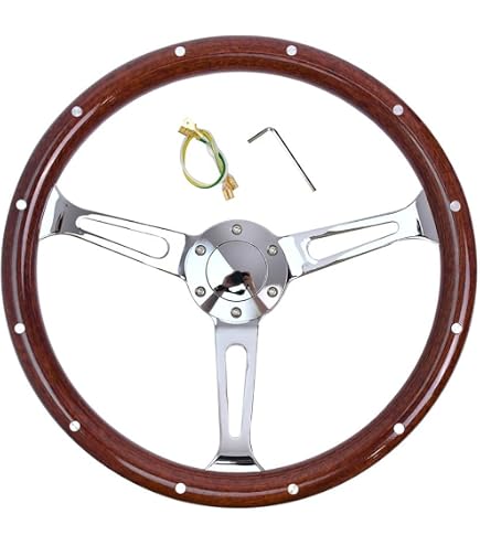 Astrali Wood Rim Steering Wheel with Brushed Alloy Spokes for