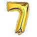 Produktbild Glanzzeit 80cm Golden Luftballons Buchstaben A zu Z Zahlen 0 zu 9 Geburtstag Jubiläum Hochzeit Babyparty Deko Ballons (Zahl 7)