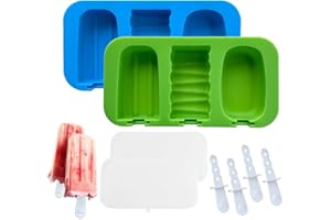 SUPLID Ice Lolly Mould 2 Packs Silicone Popsicle Molds BPA Free Reusable Easy Release Stackable Ice Lolly Maker with Reusable Sticks and Covers for Homemade Ice Cream Mould Cakesicle