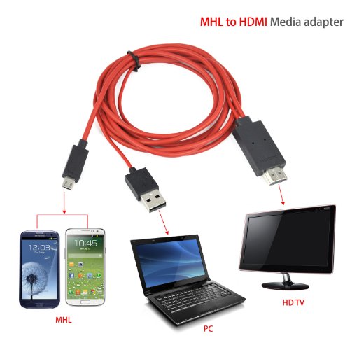TRIXES Micro USB MHL zu HDMI Kabel Adapter HDTV für Smartphones 2 Meter 1080p - 3