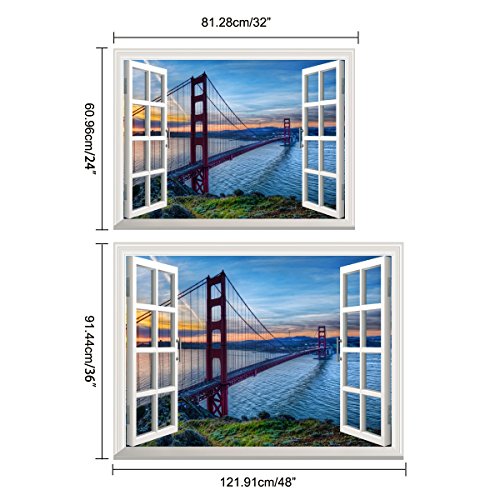 UNIQUEBELLA Vinyl Mauer 3D Fensterblick selbstklebende Wandsticker Wandtattoo Wandbilder Aufkleber Landschaft Wand deko 61x81cm - 3