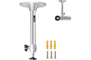 HUATEEN Universal Projector Ceiling Wall Mount Bracket,Aluminium Alloy Low Profile Adjustable Tilt & Swivel Holder for Home Office School Projector Accessories