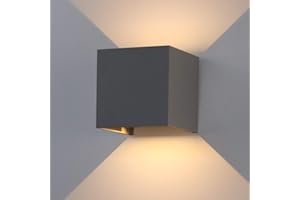 K-Bright 12W Applique Murale Interieur/Exterieur Avec Angle de Faisceau Réglable Appliques Murales LED 3000K Blanc Chaud Lampe Murale Etanche IP65 Applique pour Salon Chambre (Gris Foncé)
