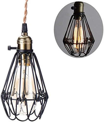 Vintage Edison Pendant Metal Chandelier Rustic Wire Cage Hanging Ceiling Lampshade
