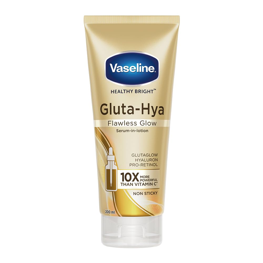 Vaseline Gluta-Hya Flawless Glow Lotion for Face & Body | Gives Brighter Skin | Glutathione & Pro-Retinol Infused Moisturizer