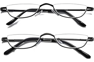 ‎HUBEYE Hubeye 2 Pack Halbmond Lesebrille aus Metall für Damen und Herren Halbrahmen Lesehilfe Ultraleichte Federscharnier Schmal Sehhilfe 1.50