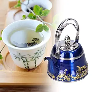 Kitchen Cookware, Stainless Steel 1L Classical Roman Style Tea Pot Unique for Restaurants for Coffee Shops(Blue)