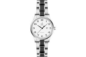 SHENGKE SK Relojes lassic Business para Mujer con Correa de Acero Inoxidable y Elegante Reloj con Calendario para Mujer