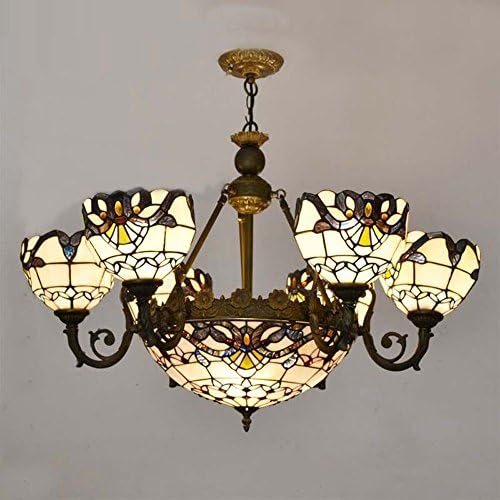 Luxury European 9 Heads Living Room Chandeliers Tiffany Baroque Lampshade Restaurant Ceiling Pendant Light Study Room Pendant Lighting Fixtures