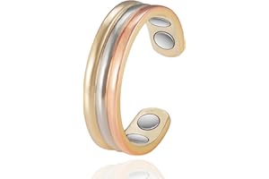 YINOX Bague magnétique en cuivre pour femme avec 2 aimants puissants tricolore réglable