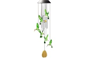 LYEAA Lampe solaire à LED colorée pour l'extérieur avec carillon à vent en forme de colibri (A)