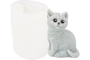 JS MOLD Moule en silicone animaux 3D, forme de chat, moule à savon, moule en silicone, bougie pour chien, moule en résine époxy pour gâteaux, savons, fondants (7#)
