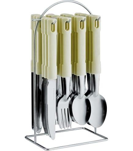 thumbnail image 2 of 24-Piece Stainless Steel Cutlery Set With Floral Stripes - Service For 6, Includes Stand/Rack 2 of 6