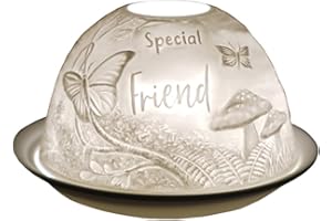Cello Special Friend Woodland Tealight Dome, Porcelain Candle Holder With Loving Message. Use Tealights or LEDs. Sentimental Friendship Gift For Women