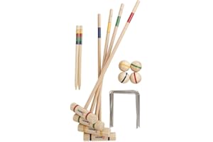 Home It® Premium Krocket Spiel Kinder & Erwachsene für 4 Personen mit 4 Bällen aus Gummiholz